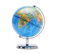 Exerz Globe Terrestre 14cm - Carte en Anglais - Mini Globe Politique - Décoration/Educatif/Géographie/Moderne - Arc et Base en Acier Inoxydable - Pour l' école, la maison et le bureau