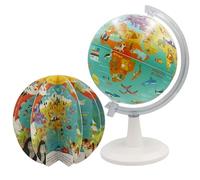 EXERZ Globe terrestre de 20 cm avec un livre « mon monde sauvage » 16 pages. Tourner, tourner, jouer, lire, découvrir les animaux de la Terre