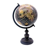 EXERZ Globe vintage noir avec base en bois, Carte en Anglais) (13 cm noir)