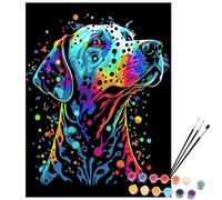 EXERZ Kit de peinture par numéros, toile 30 x 40 cm avec pigment acrylique, pinceaux et accessoires (chien)