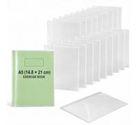 EXERZ Lot de 20 protège-cahiers A5 en PVC pour cahier de 14,8 x 21 cm | Pochette transparente réutilisable pour carnet d'école, protège les pages