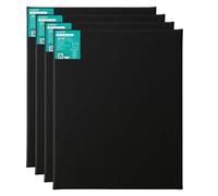 Exerz Lot de 4 toiles pré-étirées noires 40 x 50 cm, 100% coton, 280 g/m², triple apprêt, sans acide, grain moyen, 1,7 cm, toile d'artiste encadrée pour peinture acrylique et huile