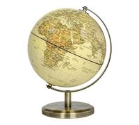 Exerz Mini globe terrestre antique 14 cm - Carte allemande - Éducatif/géographique - Arc en métal de 14 cm de diamètre et base en métal couleur bronze vintage