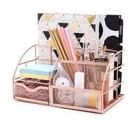EXERZ Organisateur de Bureau/Papeterie Organizer/Pot à stylo/Bureau Ranger/Multifonctions Organisateur (Or rose)