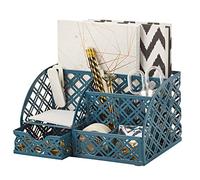 EXERZ Organisateur de Bureau/Papeterie Organizer/Pot à Stylo/Bureau Ranger/Multifonctions Organisateur EX348F7 (Bleu égéen)