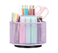 EXERZ Organisateur de Bureau Rotatif 360°, Range-Papeterie et Maquillage, Support de Rangement avec Base Antidérapante (Violet Clair)