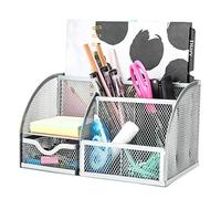 EXERZ organiseur de bureau 7 compartiments maille porte stylos pot argent