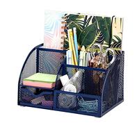 EXERZ organiseur de bureau 7 compartiments métal maille crayon support
