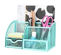 EXERZ organiseur de bureau 7 compartiments métal maille porte stylos