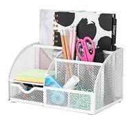 EXERZ organiseur de bureau 7 compartiments métal maille porte stylos pot