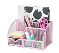 EXERZ organiseur de bureau 7 compartiments métal maille porte stylos pot