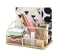 EXERZ organiseur de bureau métal maille 7 compartiments bureau Tidy pot or