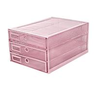 Exerz Organiseur maillé 3 tiroirs/Module de Classement/Trieur de Papier/Organiseur Multifonctionnel de Bureau(Rose Clair)