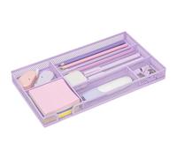 EXERZ Plateau de rangement en maille - Insert de tiroir de bureau en métal avec 6 compartiments - Organiseur de tiroir de bureau empilable pour papeterie, maquillage et accessoires (violet clair)