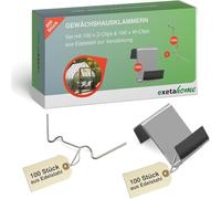 Exeta Lot de 200 pinces de serre résistantes aux tempêtes - En acier inoxydable robuste - Pour renforcer les plaques de verre de serre contre le vent et la pluie - Accessoires de serre