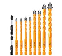 EXFEIN Set de Foret Sec, 5-12mm Forets Dentelés et PH2 Embouts avec Changement Rapide Tige Hexagonale pour Bois Plastique Maçonnerie Céramique Porcelaine 5mm+6mm*4+8mm*2+10mm+PH2*2