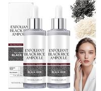 Exfoliant Au Riz Noir Et Blanc, Duo D'ampoules De Riz, Solution Exfoliante, Exfoliant Visage Au Riz Blanc Et Noir, Hydratant Et Réducteur De Pores (Riz noir-2)