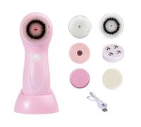 Exfoliant électrique pour le visage, 6 têtes de brosse interchangeables, nettoyant en profondeur rechargeable, masseur facial pour le front, les joues, le nez, le corps, les soins quotidiens de la