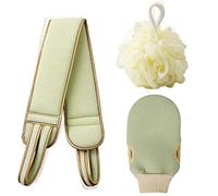 Exfoliante Gratte-dos, 3 PCs Bain Éponge de Douche et Bain Scrub Retire les Peaux Mortes Corps Gant Exfoliant Corps et Sangle Gommage Pour Bain Douche Eponge Loofah Pour Hommes et Femmes Vert