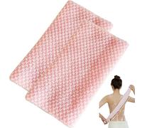 Exfoliating Shower Towel-Back Scrubber Back Extra Long Exfoliating Washcloth for Men Women Exfoliating Body Scrubber for Cleaning and Massage Slim and Portable Ideal for Travel (Pink)
