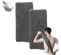 Exfoliating Shower Towel - Natural Bamboo and Charcoal Fibre Scrub Glove, Gentle Exfoliation for the Body (Black*2PCS)