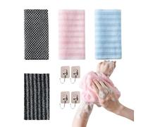 Exfoliating Washcloth Towel 2-Pack/4-Pack (4 Colors) - Dual-Sided Exfoliating Loofah Sponge for Back & Body, Men & Women (4PCS)
