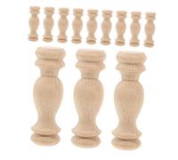 EXHUMKY 12 Pièces Colonne en Bois Massif Petit Couloir Pont tiges de Cheville en Bois Embouts d'escalier Meuble inachevé en Bois Massif Embouts en Bois d'intérieur fleuron Beige