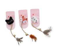 EXHUMKY 3pièces Jouets Interactifs pour Chats avec Cloche Et Plume Jouets Herbe à Chat pour Et Amusement des Félins Accessoires pour Animaux De Compagnie