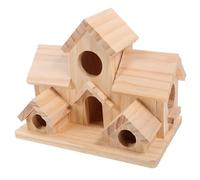 EXHUMKY 6trou Maison Bois pour Oiseaux avec Ouvertures Nichoirs Artisanaux Suspendus pour Oiseaux De Petite Et Colibris Décoration De Jardin pour Cour Et Patio