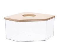 EXHUMKY Boîte à Sable pour Hamster Transparente pour Petits Animaux comme Chinchilla et pour Nettoyage Divertissement Grand Modèle avec Couverture Jaune