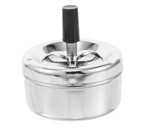 EXHUMKY Cendrier En Métal Rotatif à Couvercle Cendrier Sans Fumée Design Élégant Usage Intérieur Et Extérieur Accessoire De Bureau Argenté