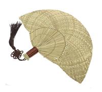 EXHUMKY Éventail à Main Paille Tissée Éventail Vintage Fait Main Accessoire De Ventilateur Décoratif Pour
