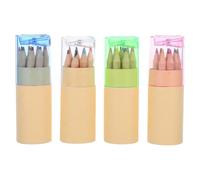 EXHUMKY Tube Portable de Mini Crayons de Couleur en Bois avec Taille-crayon Intégré, 4 Sets pour Dessin, Éducation Artistique et Voyage, Lignes Lisses et Gain de Place