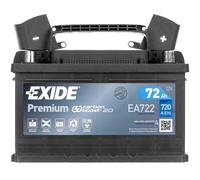 EXIDE EA722 Premium Batterie de Démarrage 12V 72Ah 720A EN pour VW Caddy II Van