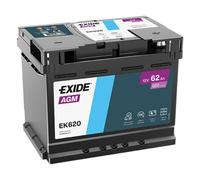 Exide EK620 Batterie Auto AGM 12V Plomb-Acide pour véhicules Start Stop et xEV - 62Ah 680A - Haute Performance