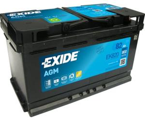 Exide EK820 Batterie Auto AGM 12V Plomb-Acide pour véhicules Start Stop et xEV - 82Ah 800A - Haute Performance