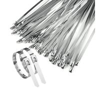 EXIN DECHEN 50 Pièces Collier De Serrage Inox, 500 x 4,6 mm Multifonctionnel Serflex Inox Argenté Collier De Serrage Métallique pour Enroulement D'échappement Câbles Groupés Entretenir