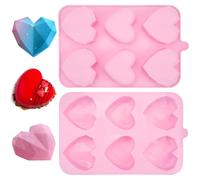 EXIN DEHCEN 2 Pièces Moules en Silicone Coeur, Moule Silicone Coeur Patisserie, Moule en Silicone en Forme de Cœur pour 6 Cavités pour Pudding, Gelée, Gâteau, Chocolat, Glaçons, Savon