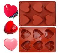 EXIN DEHCEN 2 Pièces Moules en Silicone Coeur, Moule Silicone Coeur Patisserie, Moule en Silicone en Forme de Cœur pour 6 Cavités pour Pudding, Gelée, Gâteau, Chocolat, Glaçons, Savon
