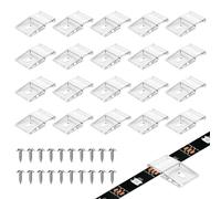 EXIN DEHCEN 20 Pièces Clip de Fixation Ruban Led, Support Fixation Bande Lumière Clips de Fixation Transparents pour Bandes Lumineuses Auto-Adhésifs avec Vis, Clips pour 10mm Large Led Bande Lumières