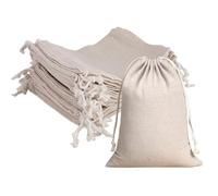 EXIN DEHCEN 24 Pièces Pochon Tissu avec Cordon 15x20 cm, Sac Cadeau en Coton, Petit Sachet Tissu, Sac Tissu Cordon Reutilisable, Petits Sachet Coton Sacs en Lin, pour Anniversaires Mariages Noël