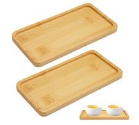 EXIN Plateau en Bambou Rectangulaire, Petit Plateau Decoratif Assiette Bambou de Stockage Service Bois pour Nourriture, Tasses Bijoux Pots de Fleurs (17.5 cm x 9 cm)