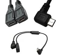 Exingk Câble répartiteur micro USB 5 broches mâle vers 2 femelles Y câble chargeur gauche 2 en 1 câble de données demi-30 cm adaptateur mâle vers 2 femelles