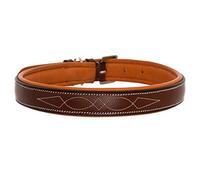 Exion Collier pour chien en cuir véritable cousu souple rembourré pour chiens de petite, moyenne et grande taille Marron chêne avec rembourrage Conker 50 cm
