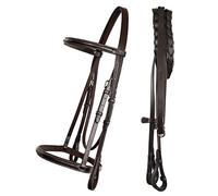 ExionPro Bride de chasseur traditionnelle avec rênes lacées | Bride de cheval anglais de qualité supérieure