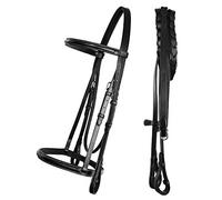 ExionPro Bride de chasseur traditionnelle avec rênes lacées | Bride de cheval anglais de qualité supérieure