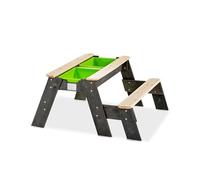 EXIT Toys Aksent Table de Pique-Nique, Table de Sable & Table d'Eau en Bois - Table de Jeu pour Enfants dans le Jardin - Avec 1 Banc, 2 Bacs Amovibles & Couvercle - 100% FSC Bois de Cèdre - 94x94x50cm