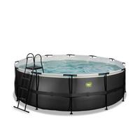 EXIT Black Leather Piscine Tubulaire ø427 - Piscine Hors Sol - avec Pompe de Filtration - Noir