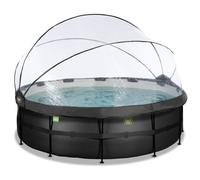 EXIT Black Leather Piscine Tubulaire ø450 - Piscine Hors Sol - avec Filtre à Sable & Dôme - Noir