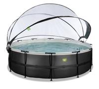 EXIT TOYS Piscine tubulaire ronde Black Leather 488x122cm avec dôme et pompe filtrante Noire